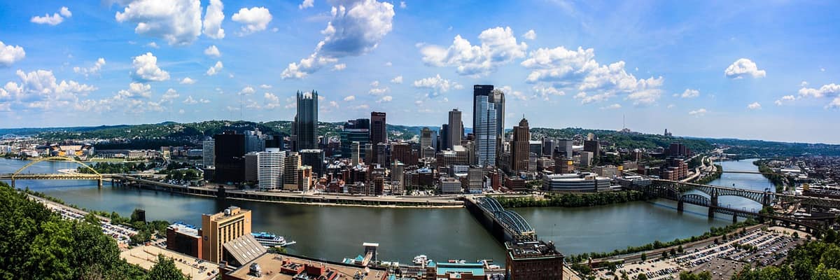 Scenic view of Pittsburgh, Pennsylvania — a popular wedding destination