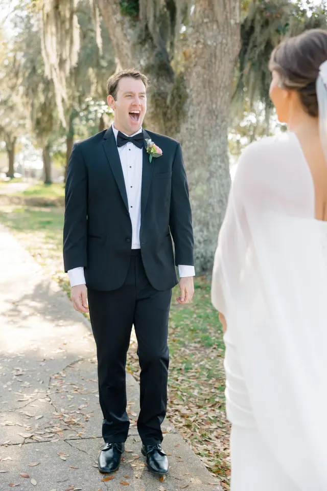 A couple's first look before the ceremony